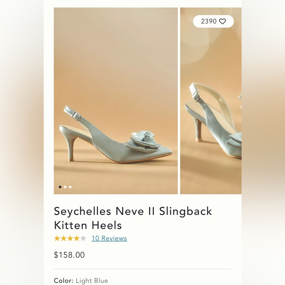 Seychelles Light Blue Slingback Kitten Heels